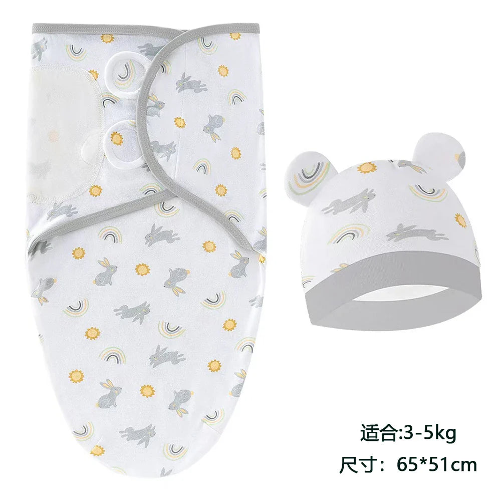 0-6m Baby Swaddle/Blanket and Hat Set