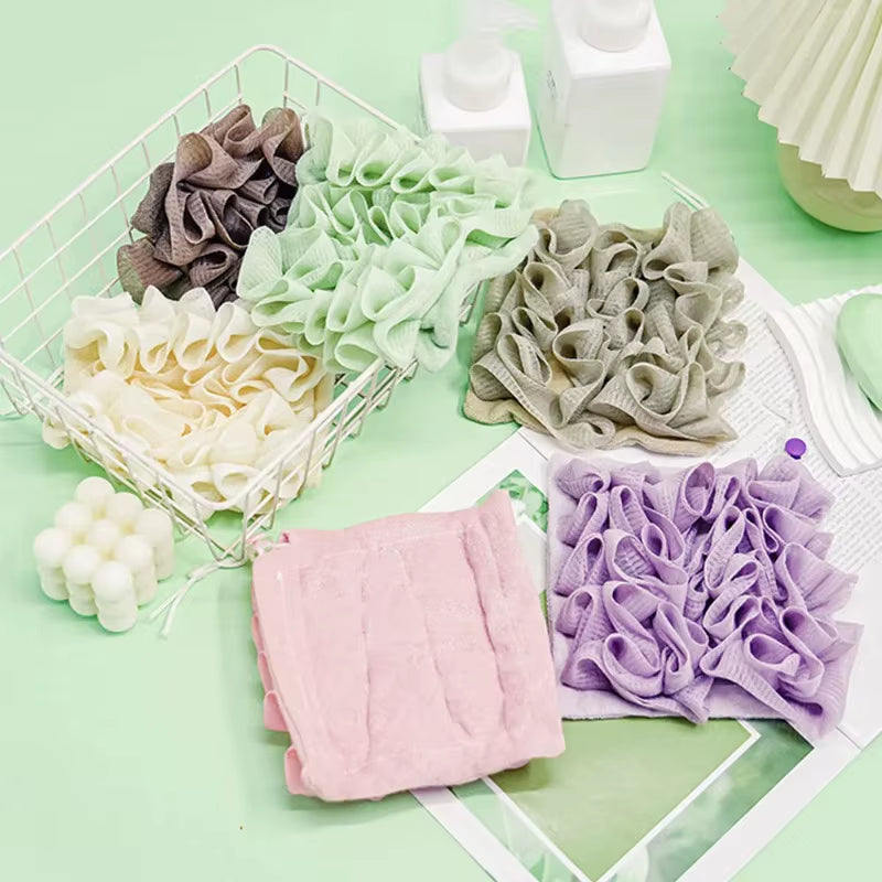 2-in-1 Exfoliating Bath Loofah Towel with Soap Pocket