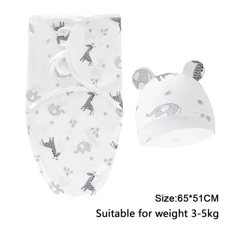 0-6m Baby Swaddle/Blanket and Hat Set