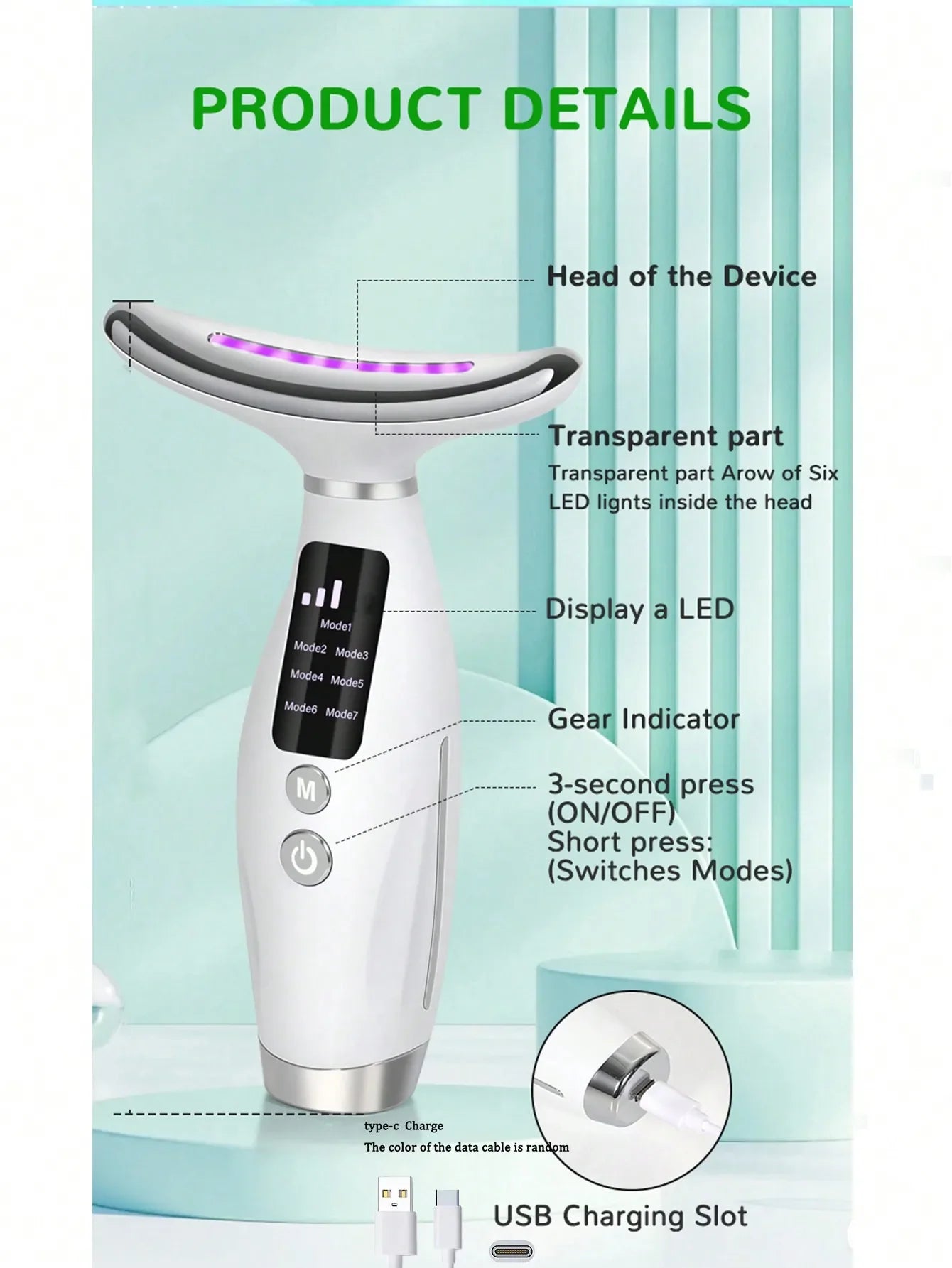 7 mode Light Therapy Facial Massager
