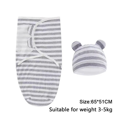 0-6m Baby Swaddle/Blanket and Hat Set