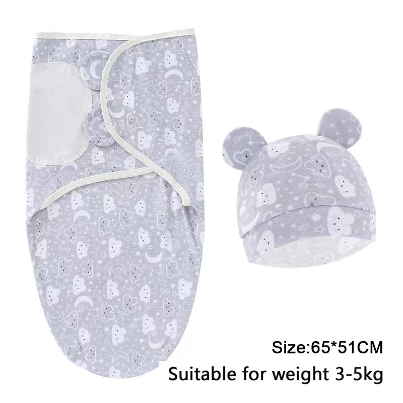 0-6m Baby Swaddle/Blanket and Hat Set