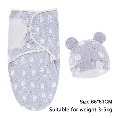 0-6m Baby Swaddle/Blanket and Hat Set