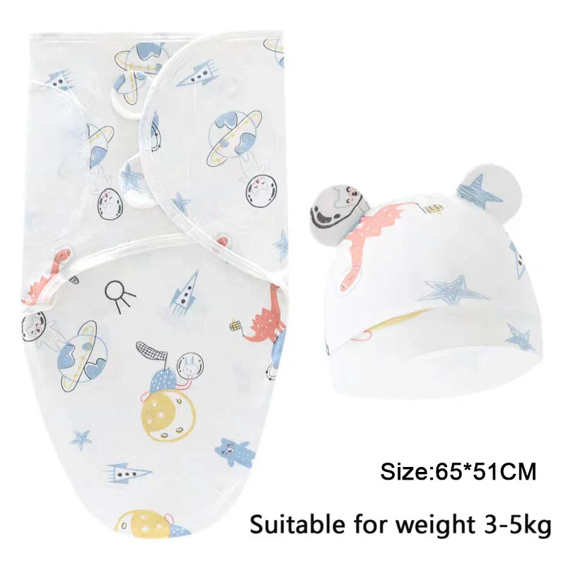 0-6m Baby Swaddle/Blanket and Hat Set
