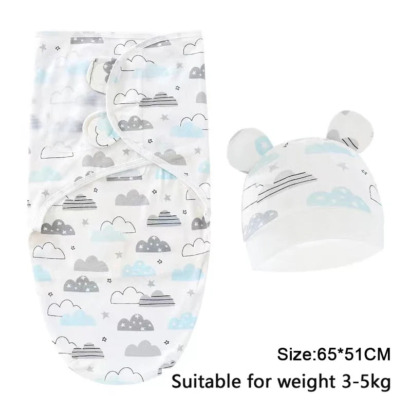 0-6m Baby Swaddle/Blanket and Hat Set