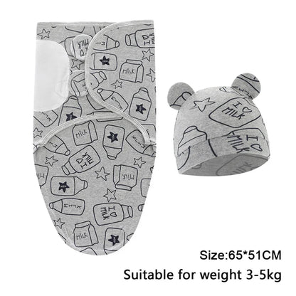 0-6m Baby Swaddle/Blanket and Hat Set
