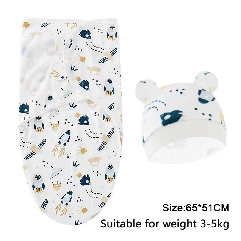 0-6m Baby Swaddle/Blanket and Hat Set
