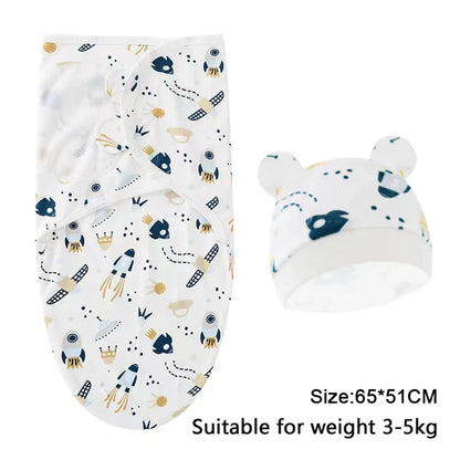 0-6m Baby Swaddle/Blanket and Hat Set