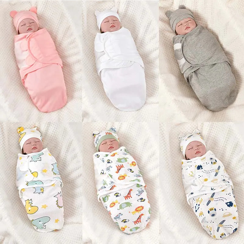 0-6m Baby Swaddle/Blanket and Hat Set