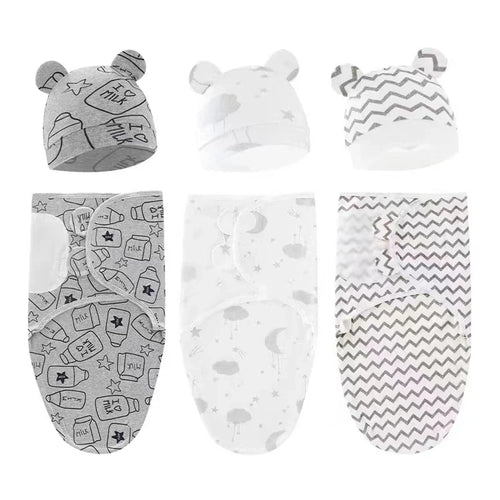 0-6m Baby Swaddle/Blanket and Hat Set