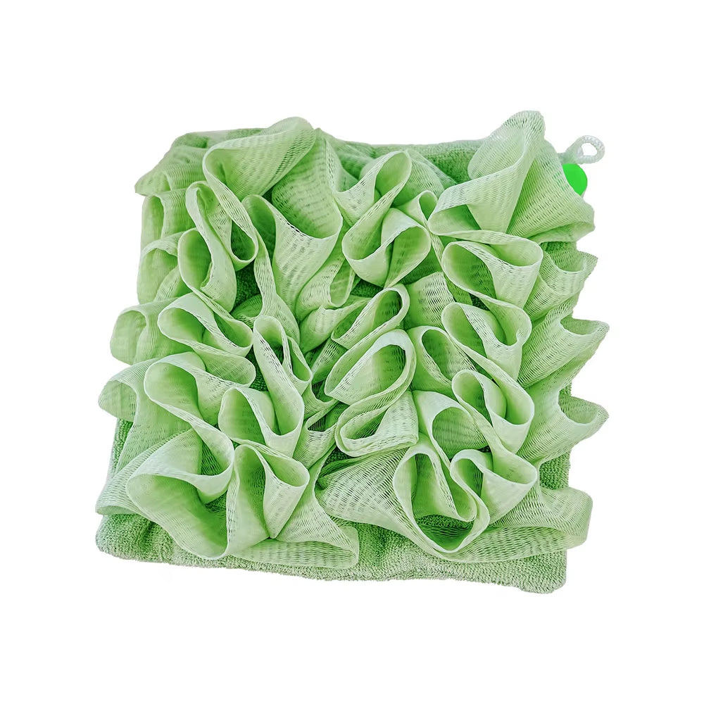 2-in-1 Exfoliating Bath Loofah Towel with Soap Pocket